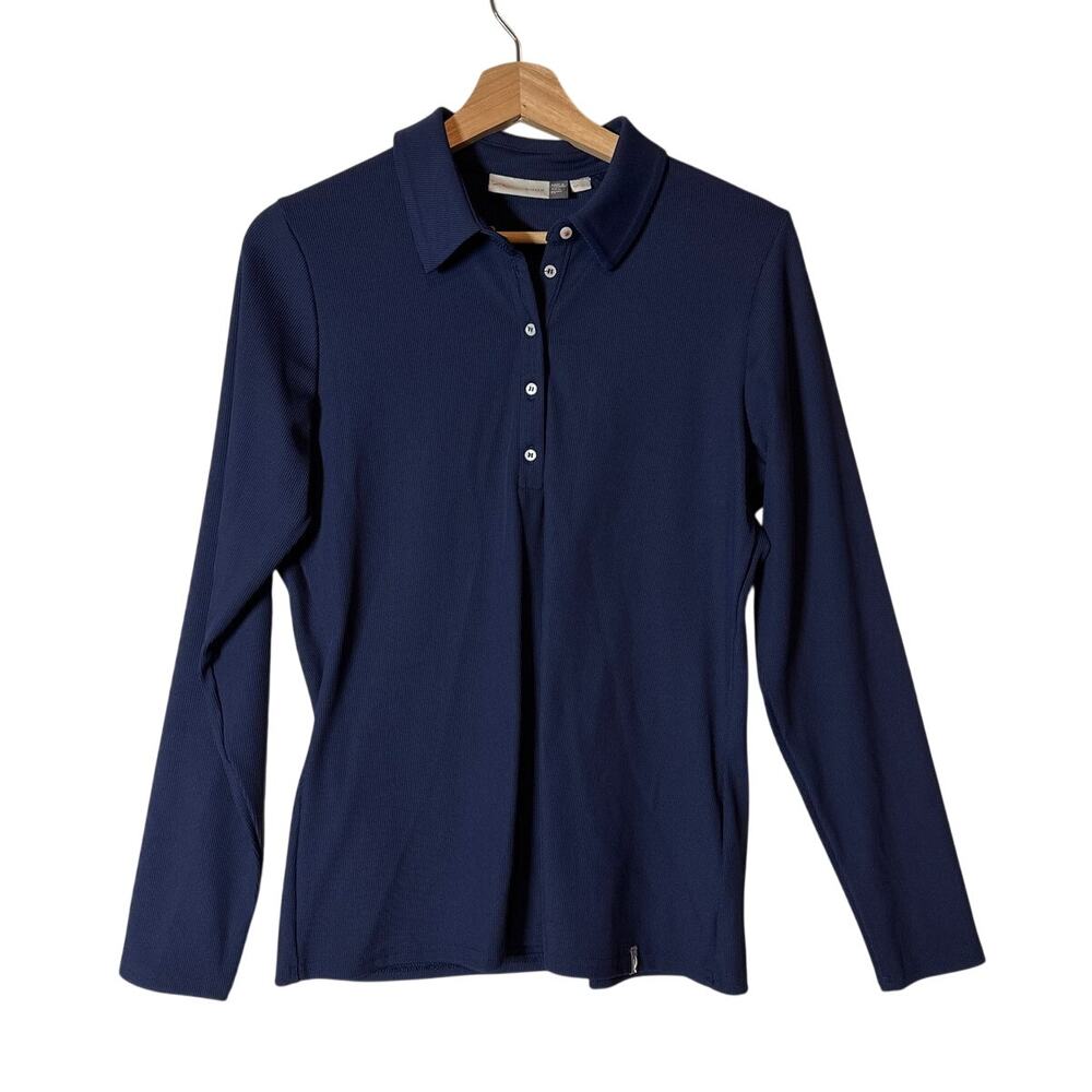 KJUS Women’s Collagen Long Sleeve Polo UV Protection Performance Golf Top Blue M